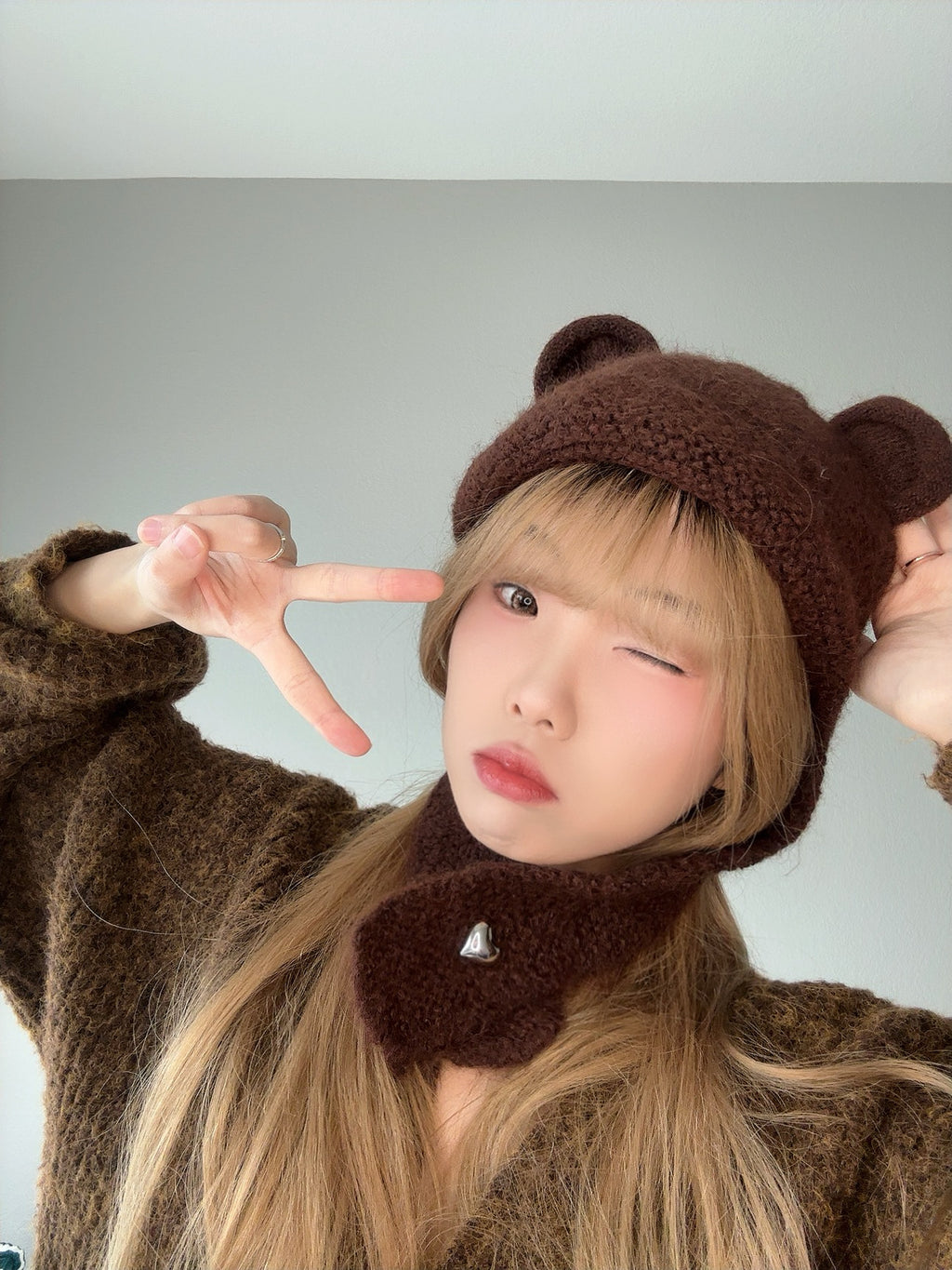 Brown Fuzzy Bear Hat – Cozy Winter Beanie icon view.