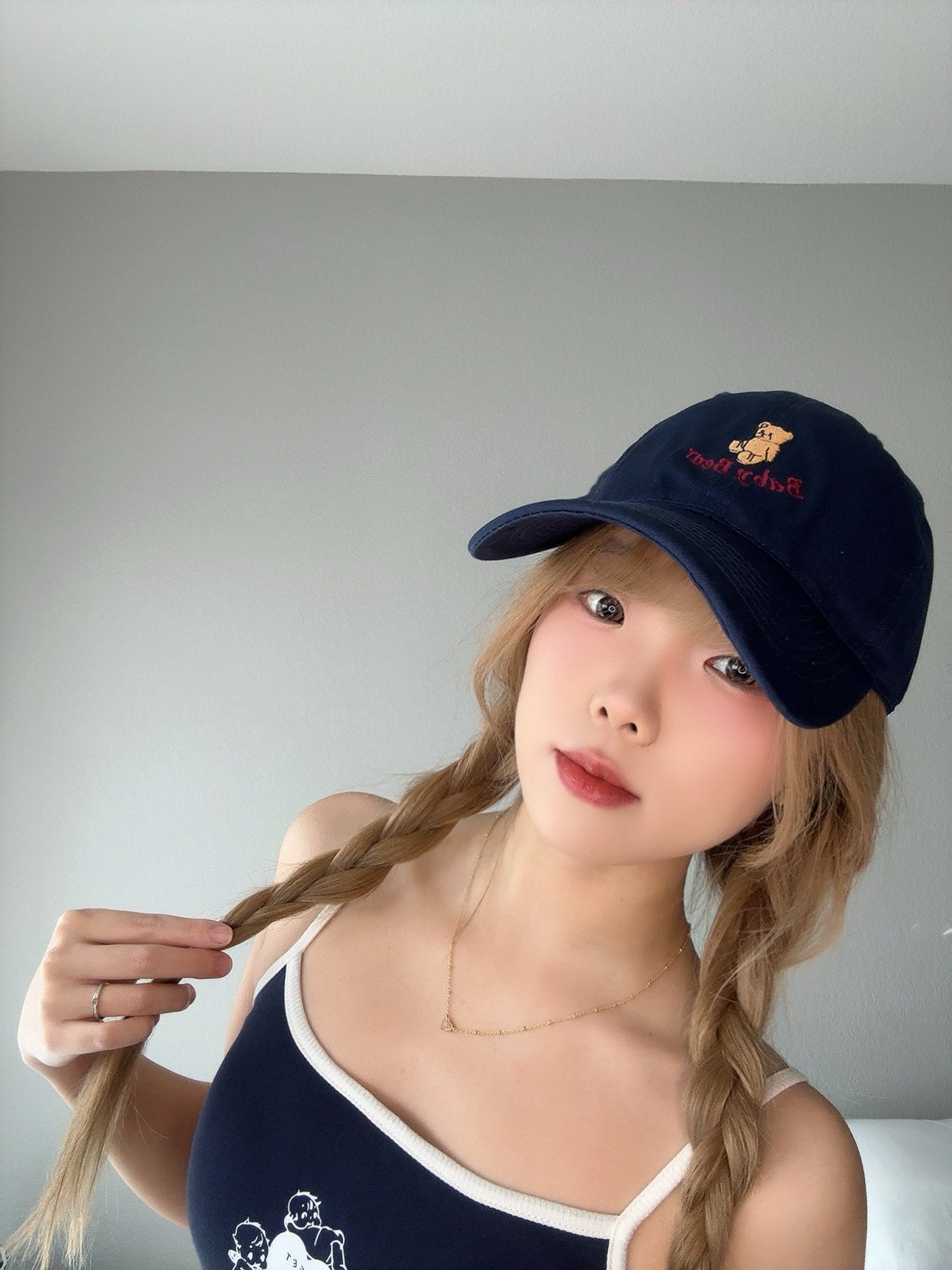 Navy Bear Embroidered Cap – Cute Casual Hat icon view.